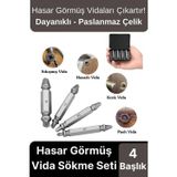 Premium Çok Amaçlı Paslanmaz Çelik Matkap Kırık Hasarlı Bozuk Vida Çıkarıcı Sökme Seti 4 Başlıklı