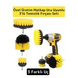 Premium Çok Fonksiyonlu Tüm Matkap Uçlarına Uygun Banyo Araç 3'lü Matkap Ucu Temizleme Fırçası Seti