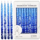 Premium Damlatmaz Hanuka Mumları Çok Mavi Buzlu İnce Konik Chanukah Mum Seti 45 Adet Hanuka'nın Sekiz Gecesi için Yeterli, Kendin Yap Dreidel, Chanukah Şarkısı ile Dua Kartı - Aviv Judaica
