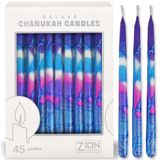 Premium Damlatmaz Hanuka Mumları İnce Konik Chanukah Mum Seti 45 Hanuka'nın Sekiz Gecesi İçin Yeter Çok Renkli Buzlu Kendin Yap Dreidel ve Dua Kartı İçerir Aviv Judaica