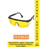 Premium Dayanıklı Atölye Endüstriyel Hafif Ayarlanır Geniş Görüş Açılı Çapak Kaynak Gözlüğü 2 Adet - Sarı