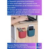 Premium Dayanıklı Yapışkanlı Duvara Monte Edilebilen Telefon Şarj Istasyonu 5 Adet