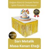 Premium Dekorasyon Püsküllü Işıltılı Doğum Günü Cinsiyet Partisi Sarı Masa Kenarı Eteği 70*250CM