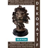 Premium Dekoratif Biblo Hediyelik Ev Ofis Masa Üstü Şık Dayanıklı Polyester Aslan Büstü 13 X 9 Cm
