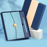 Premium Deri Kapaklı Özel Tasarım Defter Roller Kalem Seti Şık Hediye Kutusu ve Kraft Taşıma Çantalı Vip Takım Ofis Okul Kırtasiye Ajanda Günlük Notluk Özel Yazı Seti - MAVİ