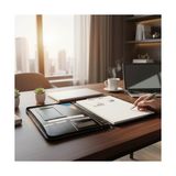 Premium Deri Sekreterlik – Mandallı Evrak Tutucu, Tablet Bölmeli Organizer, Çok Gözlü Evrak Dosyası (Hesap Makinesiz Model), Fermuarlı (32.5 × 25 Cm), Siyah - -- - Option-1