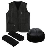Premıum Deri Set – Yelek, Eldiven, Deri Börk Şapka