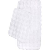 Premium Deri Taban, Yüksek Tüylü Yumuşak,bubble Post Banyo Paspası 2'li 100X60 - 60X50 cm - Beyaz
