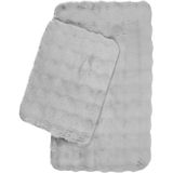 Premium Deri Taban, Yüksek Tüylü Yumuşak,bubble Post Banyo Paspası 2'li 100X60 - 60X50 cm - Gri