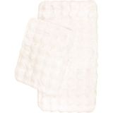 Premium Deri Taban, Yüksek Tüylü Yumuşak,bubble Post Banyo Paspası 2'li 100X60 - 60X50 cm - Krem