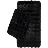 Premium Deri Taban, Yüksek Tüylü Yumuşak,bubble Post Banyo Paspası 2'li 100X60 - 60X50 cm - Siyah