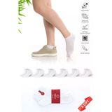 Premium Dikişsiz Kadın Bambu Patik Çorap 6'Lı Beyaz Set - 10553-B - 36-40