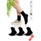 Premium Dikişsiz Siyah Soket Kadın Lastiksiz Sıkmayan Bambu Çorap İz Yapmayan Çorap–36-40–371Syh-3Lu