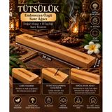 Premium Doğal Suar Ağacı El İşçiliği Kare Tütsülük - 30 Cm Modern Çubuk Tütsü Kayığı