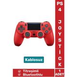 Premium Doubleshock 4 Kablosuz Titreşimli Ps 4 / Pc Uyumlu Playstation 4 Wireless Joystick Oyun Kolu - Kırmızı
