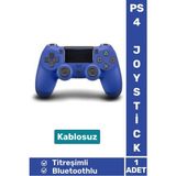 Premium Doubleshock 4 Kablosuz Titreşimli Ps 4 / Pc Uyumlu Playstation 4 Wireless Joystick Oyun Kolu - Mavi