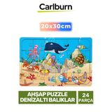Premium Eğitici Zeka Geliştirici Öğretici Göz Koordinasyonu Ahşap Puzzle Denizaltı Balıklar 24 Parça