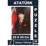 Premium Eğlenceli Eğitici Görsel Algı Motor Becerisi Geliştiren Çocuk Puzzle 42 Parça Atatürk