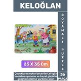 Premium Eğlenceli El Göz Koordinasyonu Motor Becerisi 36 Parça Boyamalı Puzzle Keloğlan