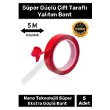 Premium Ekstra Güçlü Çok Amaçlı Çift Taraflı Tamir Dış Mekan Montaj 5mt Silikon Şeffaf Bant 5 Adet