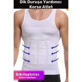 Premium Erkek Seri Göğüs Dik Duruş Jinekomasti Toparlayıcı Extra Göbek Korse Atlet - Beyaz