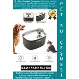 Premium Evcil Hayvan Kedi Köpek Ultra Sessiz Temiz Su Pınarı Otomatik Filtreli Su Çeşmesi 2.5 Litre