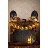 Premium Gold Lüx 10 Adet Metal Ramazan Süsleri, Ramazan Tavan Süsü 2 Metre Şerit Led Ramazan Süsü Led Işık