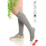 Premium Gri Melanj Kadın Dikişsiz Dizaltı Bambu Çorap - 389-GRML - (1 Çift) - Gri - Melanj - 39 - 42