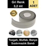 Premium Gri Ocak Tezgah Kenarı Banyo Mutfak Sızdırmaz Bant Su Geçirmez Küfe Dayanıklı 3,2 mt 1 Adet