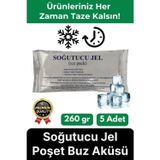 Premium Güvenli Malzeme Dayanıklı Yolculuk Seyahat Yiyecek Soğutucu Jel Poşet Buz Aküsü 260gr 5 Adet