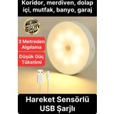 Premium Hareket Sensörlü Mini USB Şarjlı Led Işık Gece Lambası Koridor Bahçe Garaj Dolap Aydınlatma