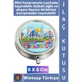 #Premium Hediye Dekoratif 3 Bölmeli Vitamin Hap Tablet İstanbul Temalı İlaç Saklama Kutusu 5 X 5 Cm