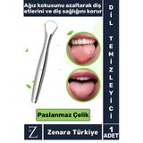 Premium Hijyenik Diş Sağlığını Koruyan Ağız Kokusu Önleyen Paslanmaz Çelik Dil Temizleyici