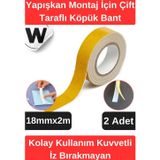 Premium İz Bırakmayan Su Sızdırmaz Yapışkan Montaj İçin Çift Taraflı Köpük Bant 2 mt 2 adet