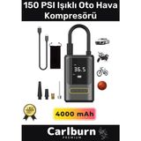 Premium Kablosuz Oto Araç Mini 4000MAH Powerbank 150 Psı Işıklı Aydınlatmalı Oto Hava Kompresörü - 0 - Siyah