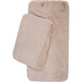 Premium Kalite, Deri Taban, Yüksek Tüylü Yumuşak, Post Banyo Paspası 2'li 100X60 - 60X50 cm - Vizon