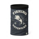 Premium Kalite İçi Polarlı Buff, Fishing Adventure Yazılı, Siyah, Balık Baskılı, Polar Buff Bandana