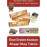 Premium Kaliteli Eğlence Hobi Çizilmeye Dayanıklı Silinebilir Büyük Boy Konken Ahşap Okey Takımı