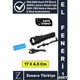 Premium Kamp Avcı Balıkçı Güvenlik Deprem 5 Modlu 3000 Lümen Güçlü Beyaz Işık Şarjlı El Feneri - 1