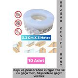 Premium Kapı Altı Pencere Rüzgar Toz Isı Böcek Haşere Önleyen Rüzgar Kesici Bant 3 Metre 10 Adet - Çok Renkli