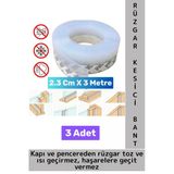 Premium Kapı Altı Pencere Rüzgar Toz Isı Böcek Haşere Önleyen Rüzgar Kesici Bant 3 Metre 3 Adet