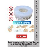 Premium Kapı Altı Pencere Rüzgar Toz Isı Böcek Haşere Önleyen Rüzgar Kesici Bant 3 Metre 4 Adet - Çok Renkli