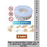 Premium Kapı Altı Pencere Rüzgar Toz Isı Böcek Haşere Önleyen Rüzgar Kesici Bant 3 Metre 5 Adet - Çok Renkli