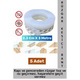 Premium Kapı Altı Pencere Rüzgar Toz Isı Böcek Haşere Önleyen Rüzgar Kesici Bant 3 Metre 5 Adet
