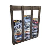 Premium Kart Sergileme Standı, Kartonet Doğal Ahşap Sergileme Vitrini, Oyuncak Araba Rafı-Ceviz