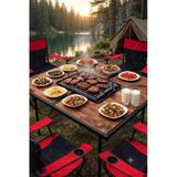 Premium Katlanır Ahşap Mangal Standı Ve Piknik Masası (140 Cm X 70 Cm)