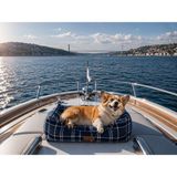 Premium Kedi ve Köpek Yatağı Kafa Destekli Kaydırmaz Taban Yıkanabilir Fermuarlı Minder %100 Boncuk Elyaf - Lacivert