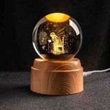 Premium Kendi Etrafında Dönen Kristal Cam Küre 3D LED Işıklı Usb’li Gece Lambası – Masaüstü Dekoratif Hediyelik Set - DÜŞÜNCELİ ADAM