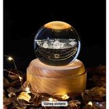 Premium Kendi Etrafında Dönen Kristal Cam Küre 3D LED Işıklı Usb’li Gece Lambası – Masaüstü Dekoratif Hediyelik Set - GÜNEŞ SİSTEMİ