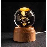 Premium Kendi Etrafında Dönen Kristal Cam Küre 3D LED Işıklı Usb’li Gece Lambası – Masaüstü Dekoratif Hediyelik Set - l LOVE YOU